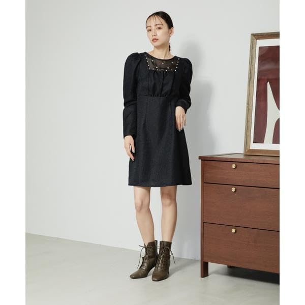 Jill by Jill Stuart Casual Beaded Mini Black Dress, Dress, Women's,