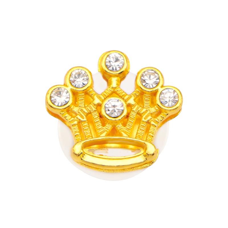 New Gold Letter Alphabet Shoes Charms Metal Button Rhinestone Crown Shoe Decorations Garden Shoes Accessories for Women Man 1PCS