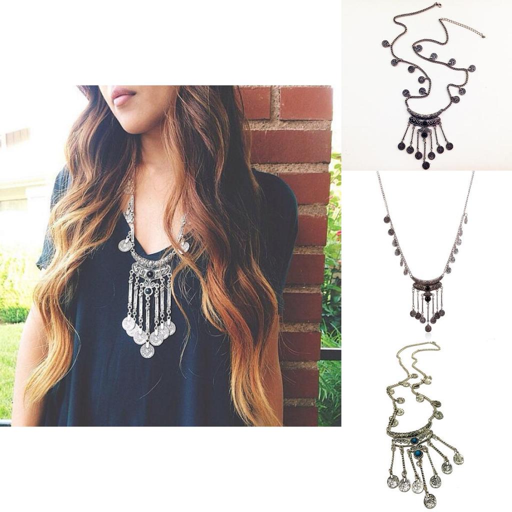 Vintage mynt halsband med legeringshänge för kvinnor och män i geometrisk stil