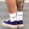 Korean Style Cityboy Embroidered Skateboarding Mid-Calf Socks for Men - American-Style Cotton