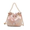 Large Capacity Pearl Feeling Pumping Belt Trendy Wind Crossbody Portable Bucket Women's Bag
