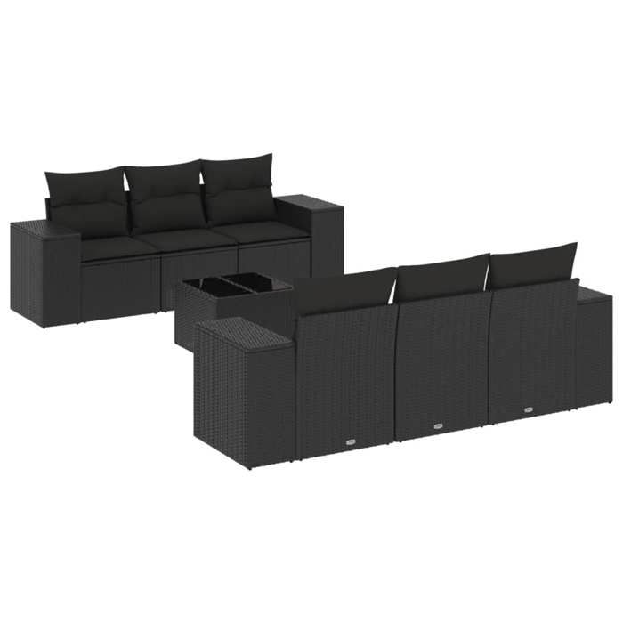 VidaXL Garden Lounge Set with Cushions 7 Pcs, Patio Sofas, Patio Furniture Set, Outdoor Furniture, Black 3254642