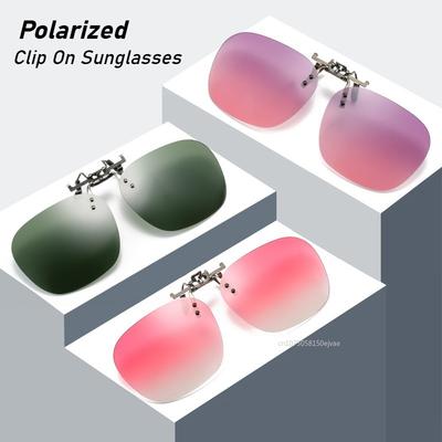 Clip de Metal Clip-On Gafas de Sol Convenientes Uv400 Gafas de Sol abatibles Para Gafas de Prescripción Sin Montura Tonos Poligonales