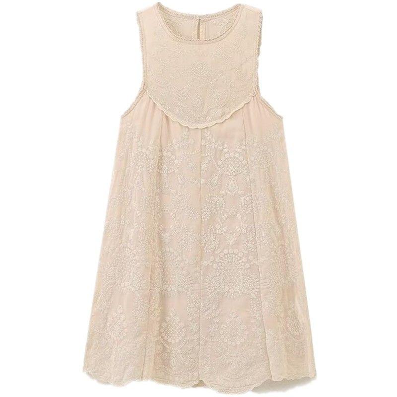 Fashion Style 2024 Autumn New Women's Clothing Sleeveless Versatile Contrast Color Embroider Dress Short Skirt 6895073