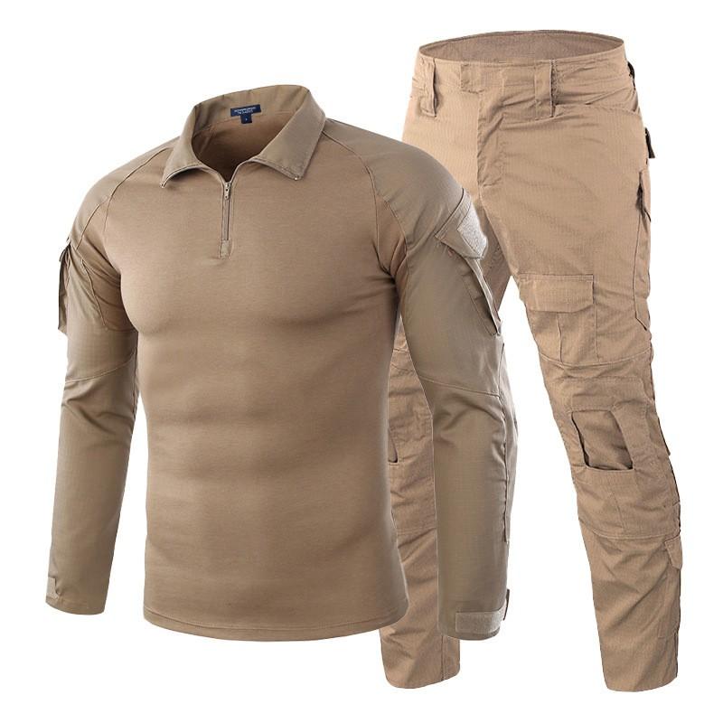 Herren Taktisches Camouflage Kampfanzug Set Langarm Militärstil Outdoor Trainingsanzug