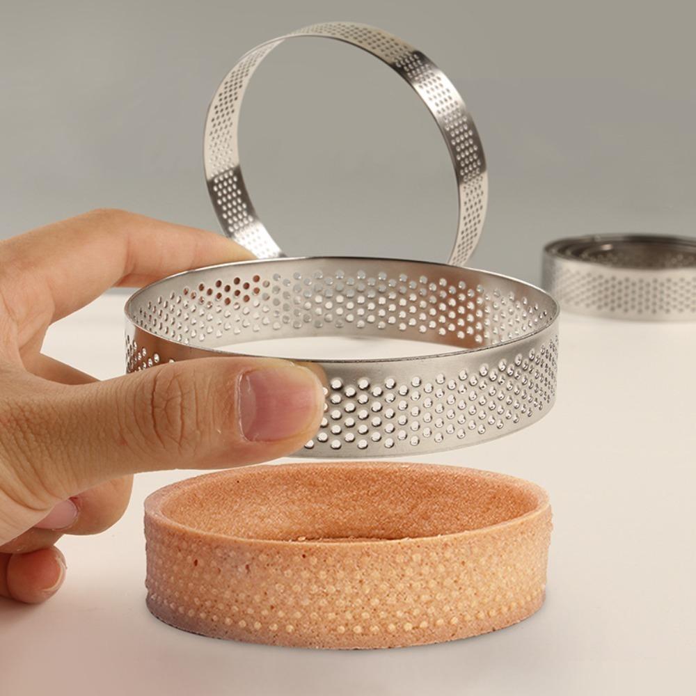12 Piece Stainless Steel Perforated Tart Ring 8 CM Pastry Mold Durable Mousse Cake Ring  Bakery