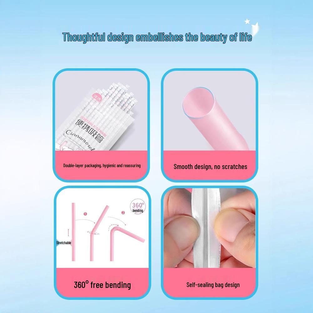Cinnamoroll Bendable Sanitary Straws: Individually Wrapped for Kids & Pregnant Women - Water, Milk, Juice (25 pcs)