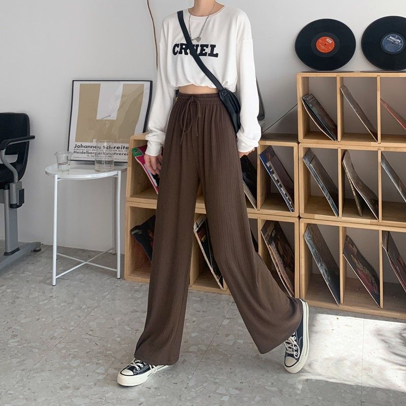 Large Size Wide Leg Pants for Women in Summer High Waisted Straight Leg Loose Fit Sporty and Casual with a Hanging Feeling and Floor Length Pants