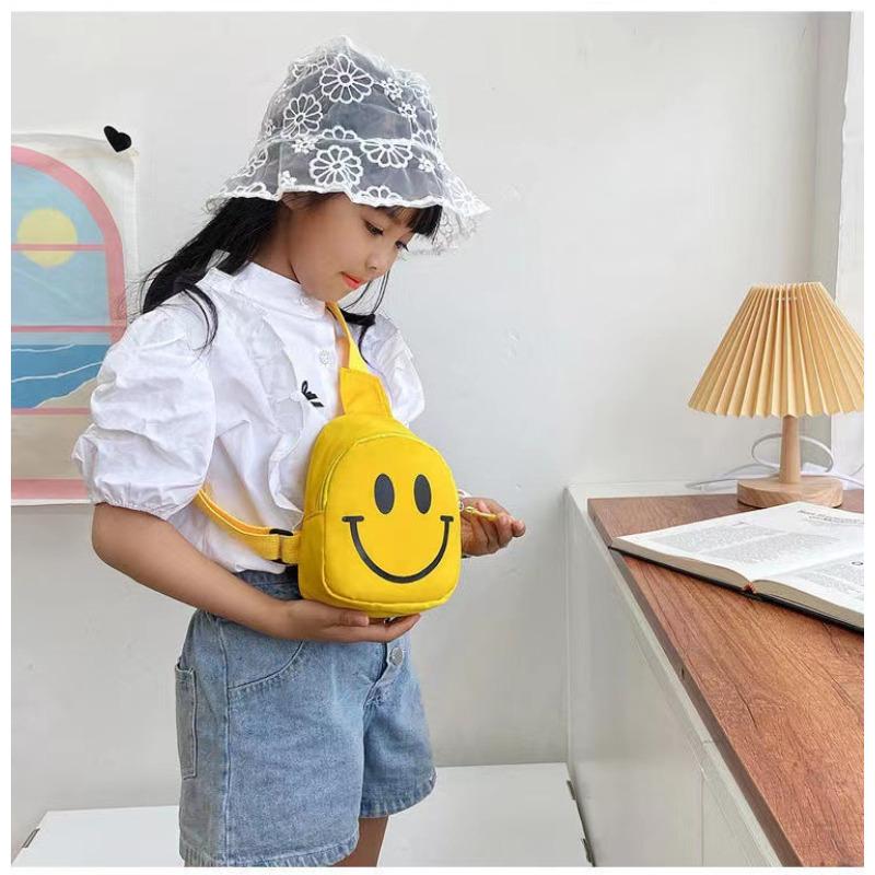 Koreanischer Stil Buchstabendruck Nylon Bauchtasche für Kinder, Niedliche Mini-Brusttasche, Modische Crossbody-Umhängetasche für Jungen und Mädchen