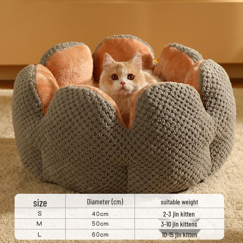 Cactus Petal Shape Pet Nest - Large, Soft, and Warm Sleeping Mat for Cats and Dogs