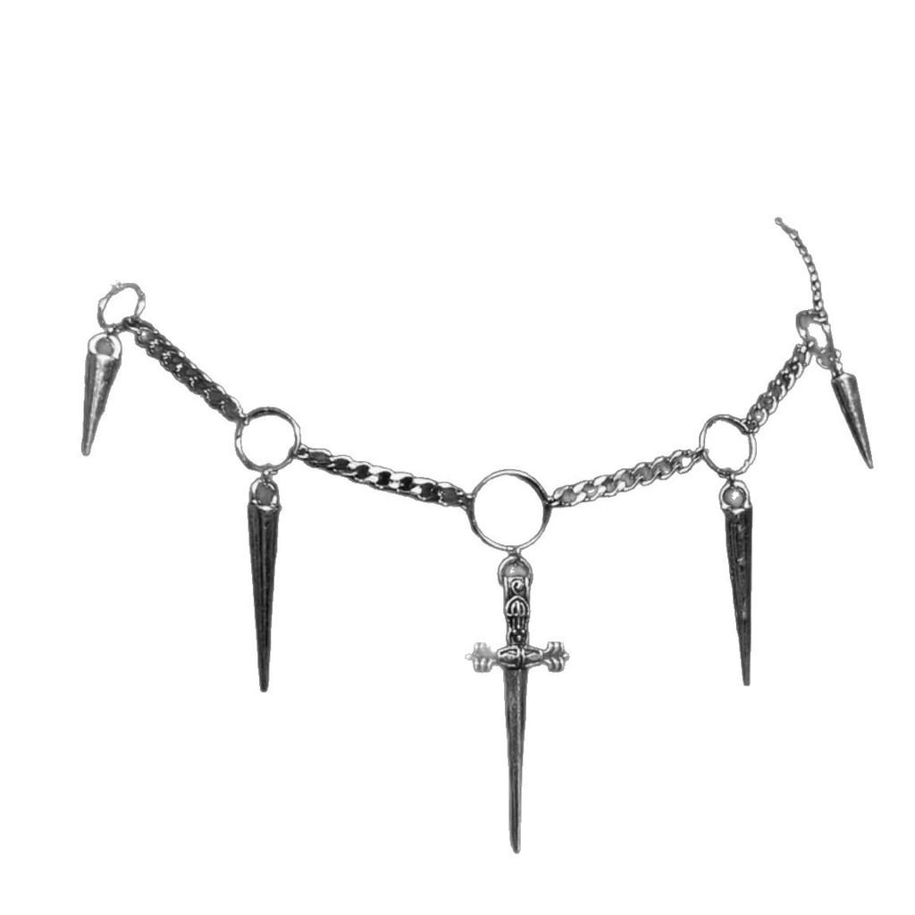 Y2k Gothic Chain Necklace With Alloy Dagger And Spikes For Fashionistas