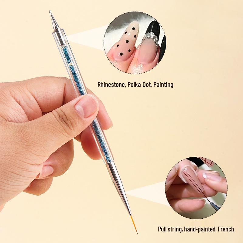 5-Piece Gold Powder Double-Ended Nail Art Pen Set for Liner Gel Polish & Flower Designs