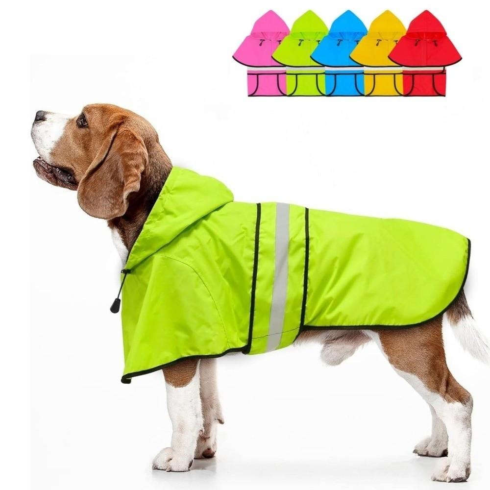 Reflective Strip Dog Hooded Raincoat High Visibility Pet Rain Jacket Pet Fluorescent Clothes Puppy