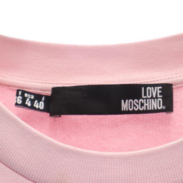 LOVEMOSCHINO Logo Print Long Sleeve Sweat One Piece 4 Pink Women Used