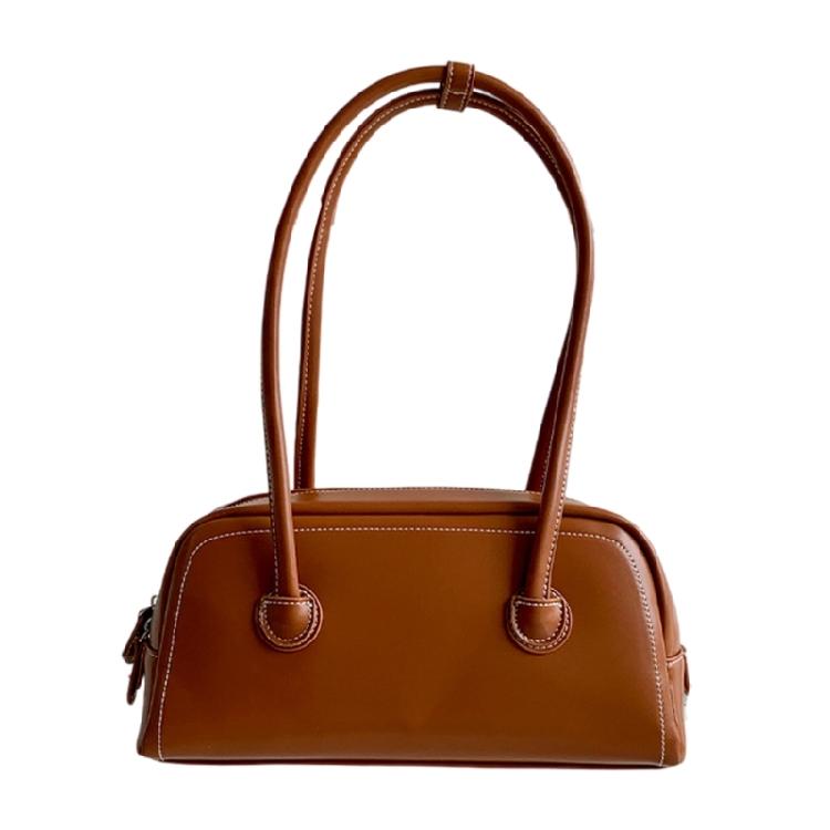 

Splashproof Handbag Travel Bags for Women Solid Color Soft Leather Bag коричневий