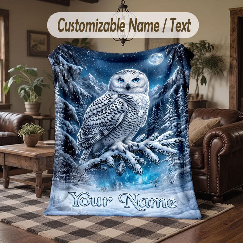 Birds Theme Throw Blanket Custom Name Text Personalized Blanket Soft Cozy Blanket for Home Sofa Bed