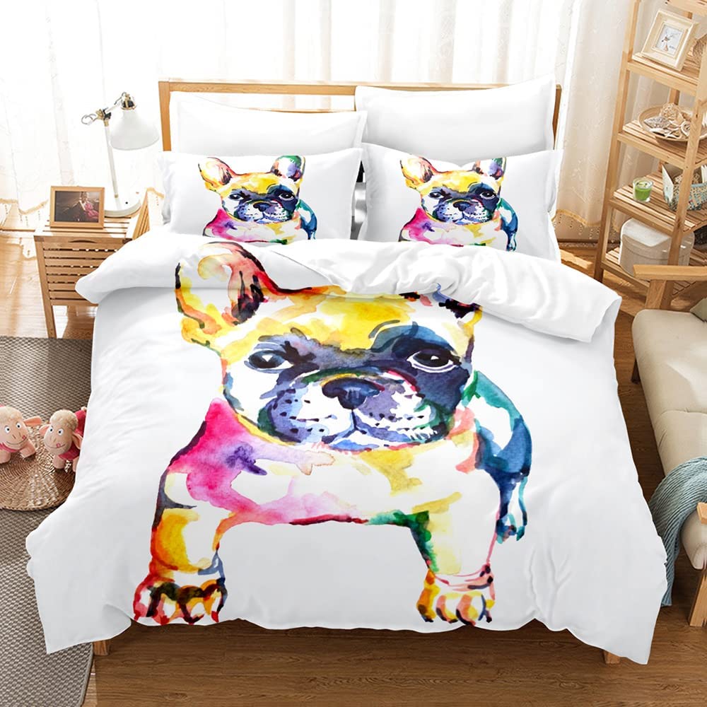 Bulldog Duvet Cover Set Polyester Bulldog Twin Bedding Set Black as well as White Style Animal Theme Double Queen King Size Quilt Cover