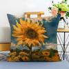 sunflower Cushion Cover Washable Linen Pillowcase Soft  for Sofa Bed Cozy Home Room Decor