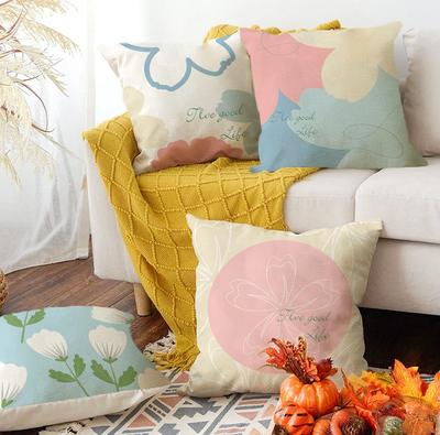 Abstrakter Pflanzen-Blumen-Kissenbezug, Frisch und Schlicht Pfirsichhaut-Samt Bedruckt Sofa, Bettkissen, Nickerchenkissen für den Heimgebrauch