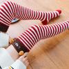 Dames Over-de-Knie Gestreepte Koraalvlies Winter Sokken - Warme Postpartum Beenwarmers