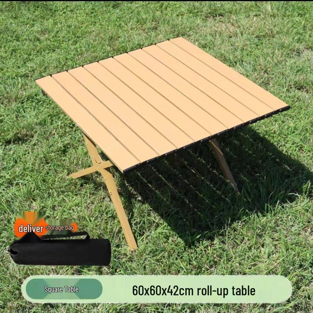 Ultra-Light Portable Folding Camping Table & Chair Set with Wood Grain Finish