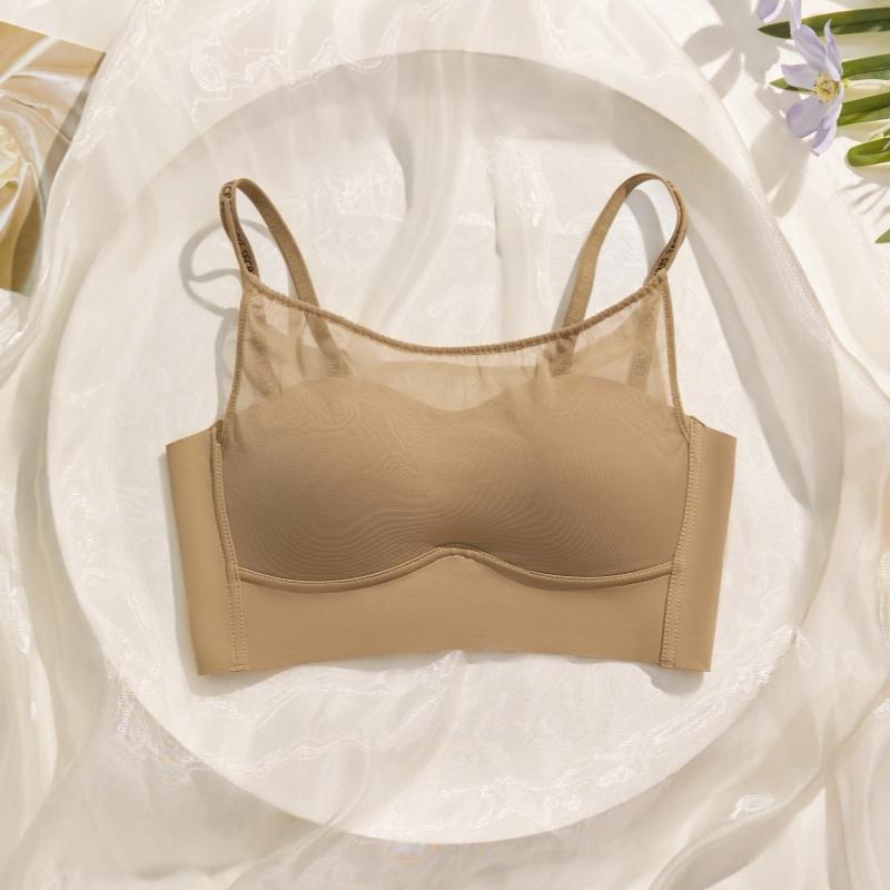 Women's Summer Mesh Stitching Together Thin Shoulder Strap Back Anti Slip Traceless Anti Sagging Underwear