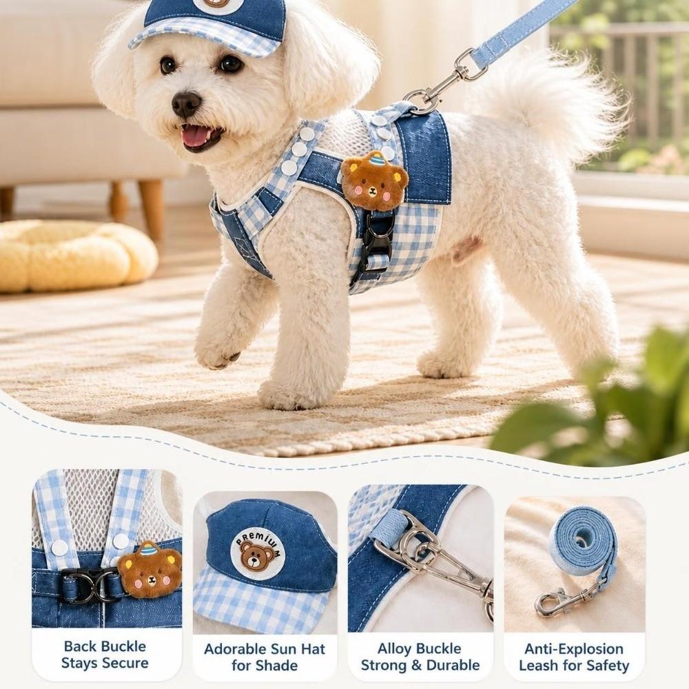 Adjustable Cat Harness and Leash Set Adjustable Buckle Pet Walking Set Cat/Dog Walking