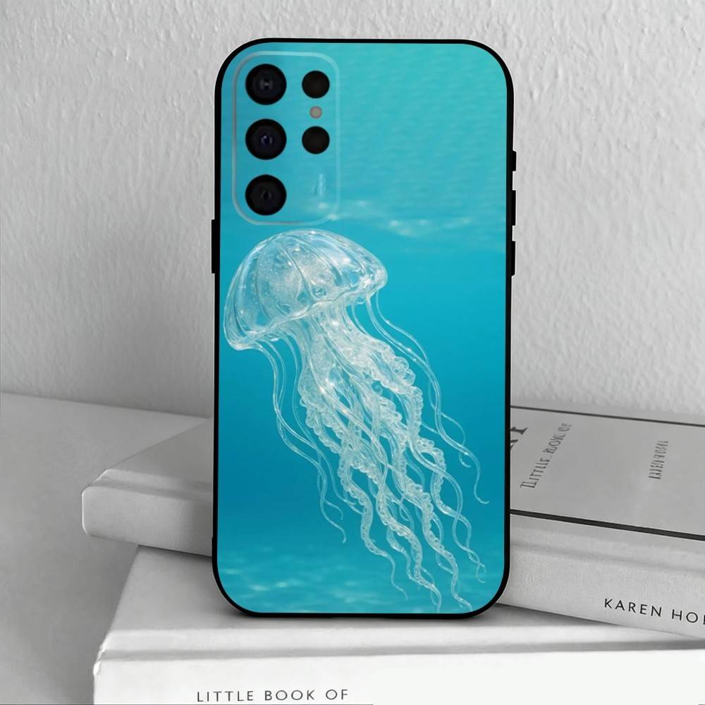 Pink Jellyfish Tear  Phone Case For Samsung S25,S24,S21,S22,S23,S30,Ultra,S20,Plus,Others Soft Black Case