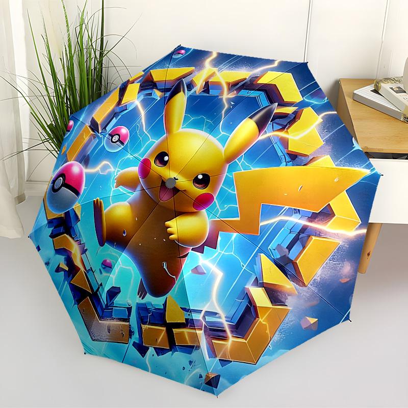1PC , Pokémon Automatic Folding Umbrella | Vibrant Motif & Compact Design for Everyone, On-the-Go Essential - Gift-Worthy Style yy250930059