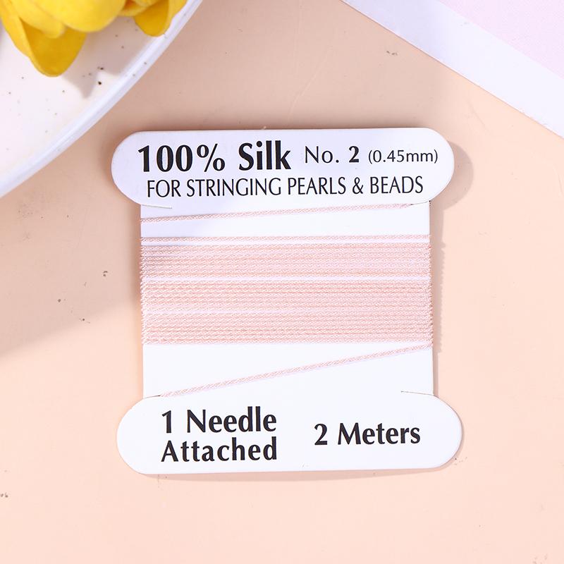 2# 0.45Mm 10Szt./Worek Ręcznie Robiony 100% Naturalny Jedwabny Sznurek Lina Z Nawlekaną Jedwabną Nicią Igła Końcówka Jedwab Do Tworzenia Biżuterii DIY