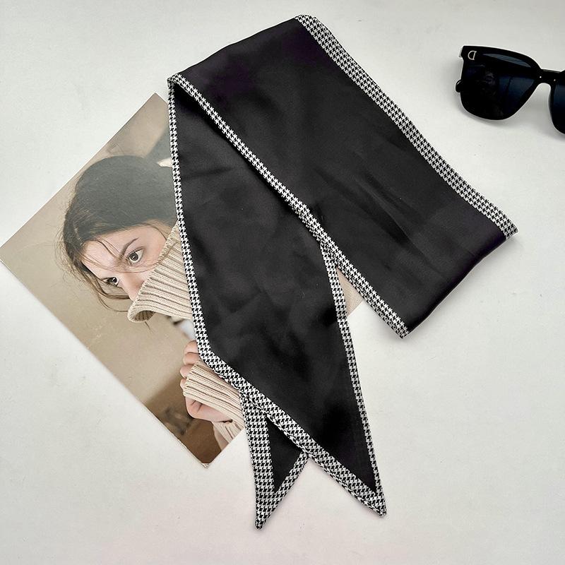 Double-sided Long Strip Small Silk Scarf Women's Professional Wear Spring and Summer New Decorative Small Scarf Tied Hair Band Streamer