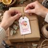 Small Paper Labels 50 Pcs Christmas Gift Tags, Merry Thick with Tree Ornaments Jute Rope for Holiday Wrapping, DIY Crafts, New Year Party Favors