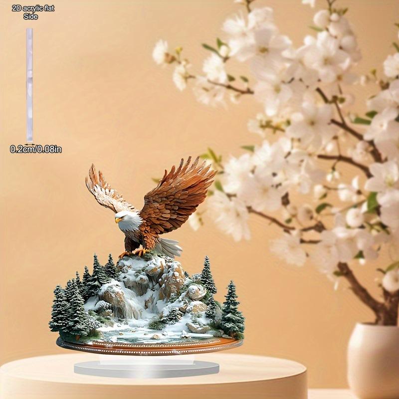 2D плоская акриловая фигурка орла гордо стоит в горах и лесах, Декорация для дома и улицы - Батарейки/электричество не требуются, Бесплатный D 19*20cm