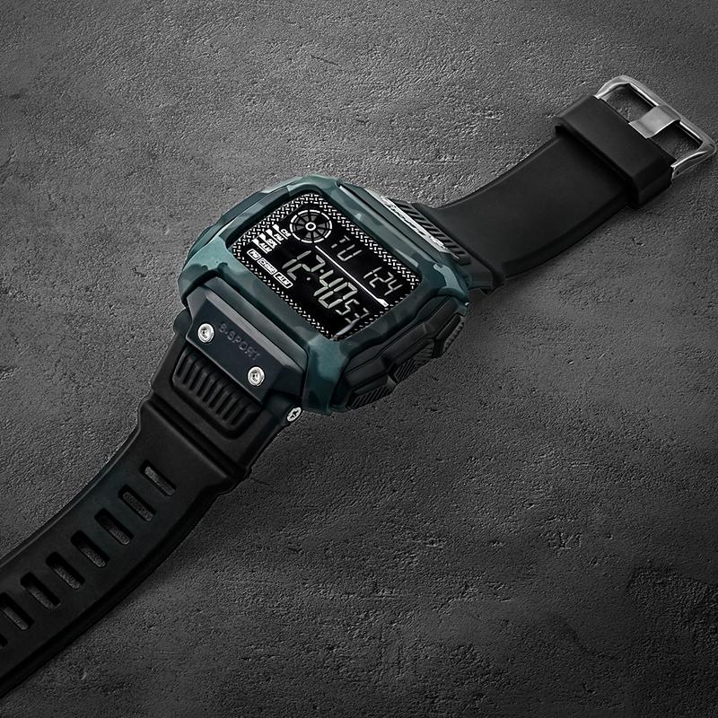 Men's Electronic Watch Square Outdoor Camo Military Sports Watch Technology Advanced Men's Watch Student Electronic Watch