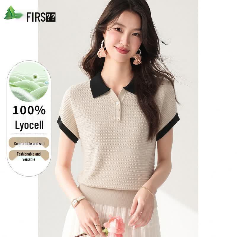 FIRS Women s Lyocell Contrast Collar T-shirt XL