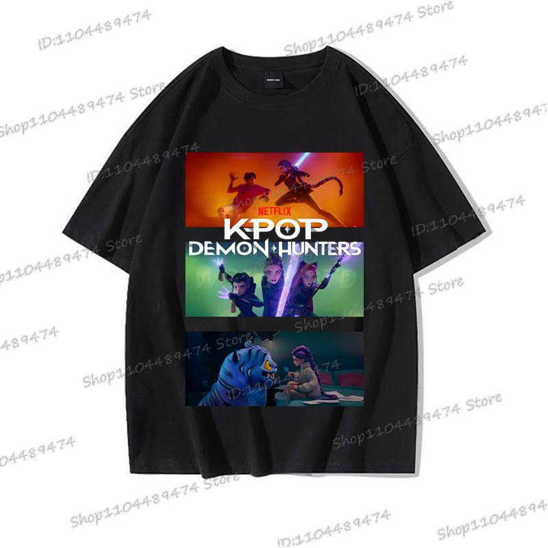 KPop Demon Hunters Unisex T-shirt Summer Anime KPop Demon Hunters Short Sleeve Tops Fashion Casual Women Men T Shirts