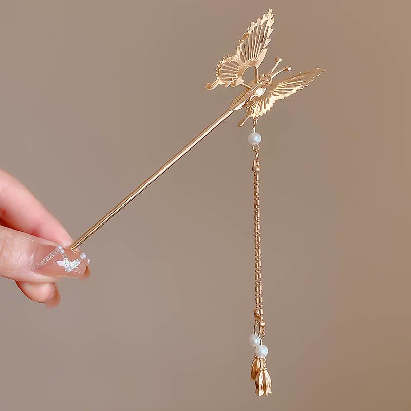 Four Seasons Chinese Tassel Hairpin: Ancient Style Hanfu with Fresh Pearl and Jiangnan Classical Cheongsam Hair Accessory