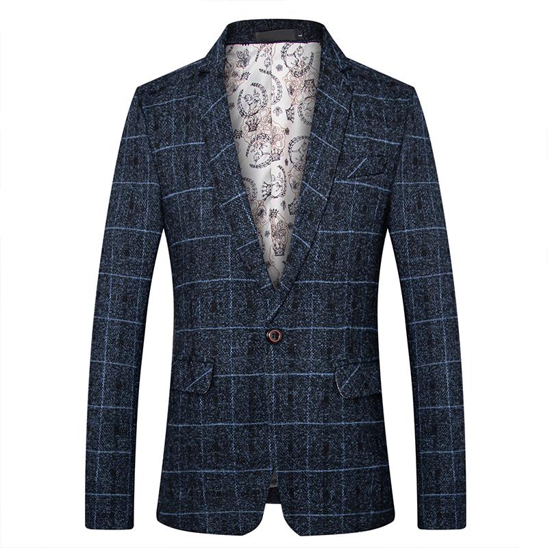 Men's Suit Coat Business Casual Small Suit Spring And Autumn New Professional Clothes Formal Men's Top Fashion Plaid Dress