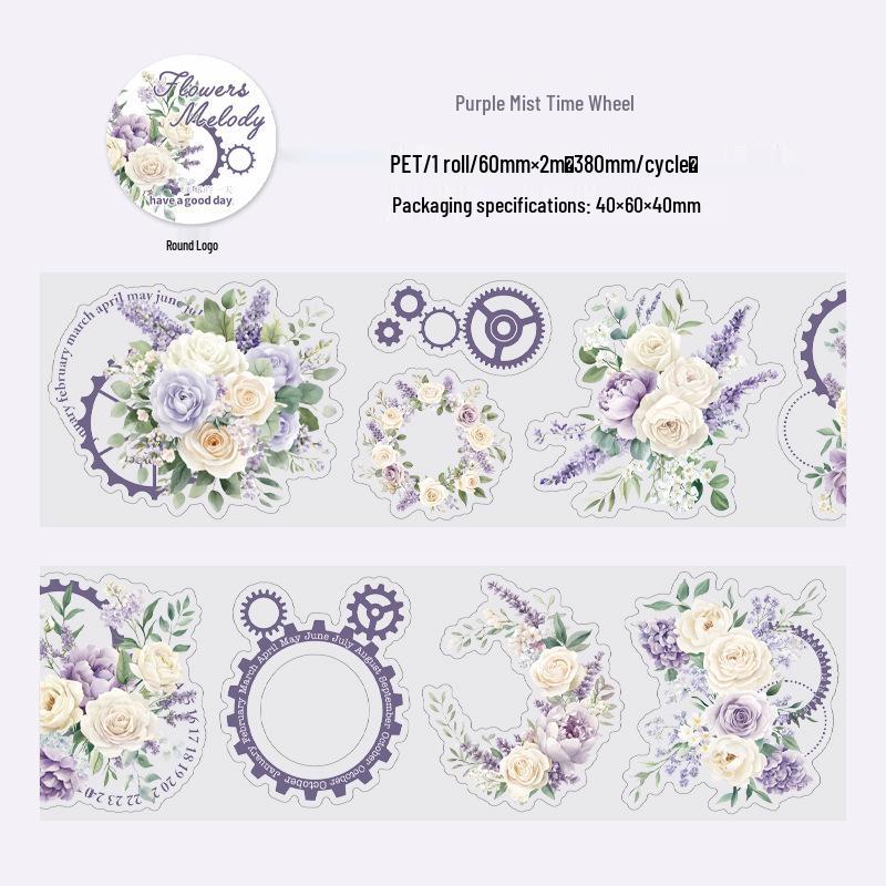 Blooming Melody Floral Collage Die-Cut Adhesive Tape - Decorative Journal Stickers