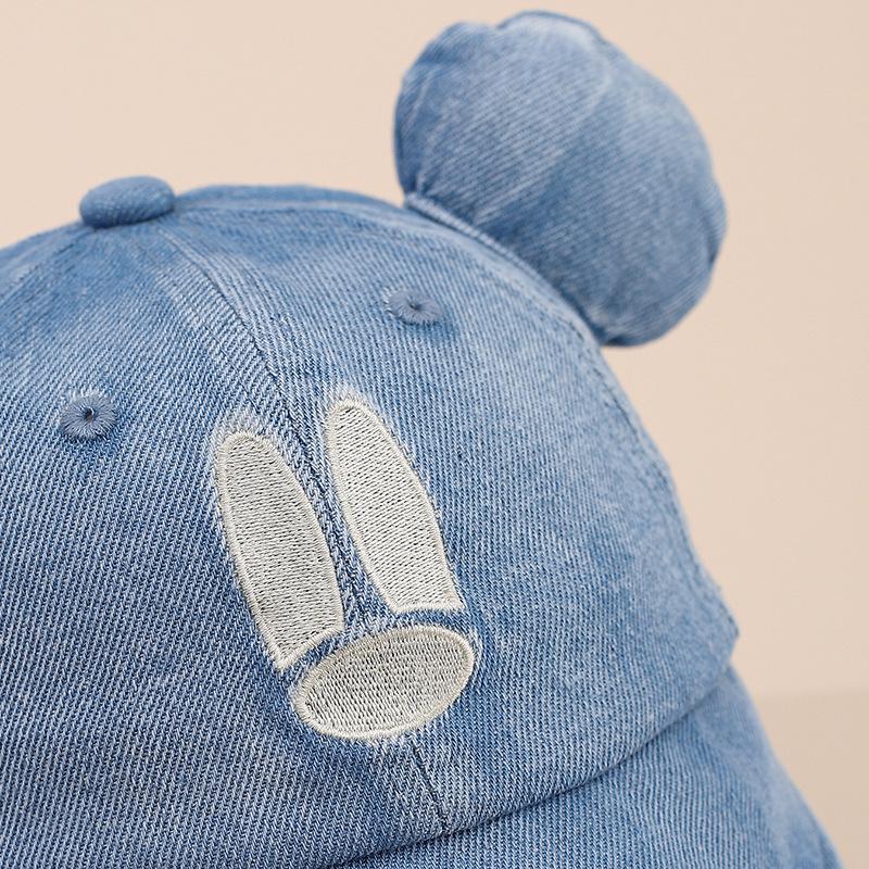 Korean Style Mickey Baby Sun Hat: Wide Brim, Duckbill Shade, Unisex Denim Baseball Cap for Spring.