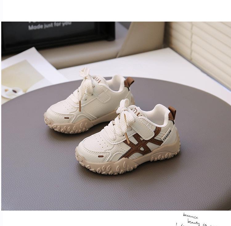 2025 Spring & Autumn Genuine Leather Breathable Boys' & Girls' Soft Sole German Training Sports Shoes