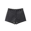 Damen Tupfen Jacke Shorts Set 2025 Herbst Streetwear Lockerer Schnitt Rundhalsausschnitt Langarm Einreihiger Mantel