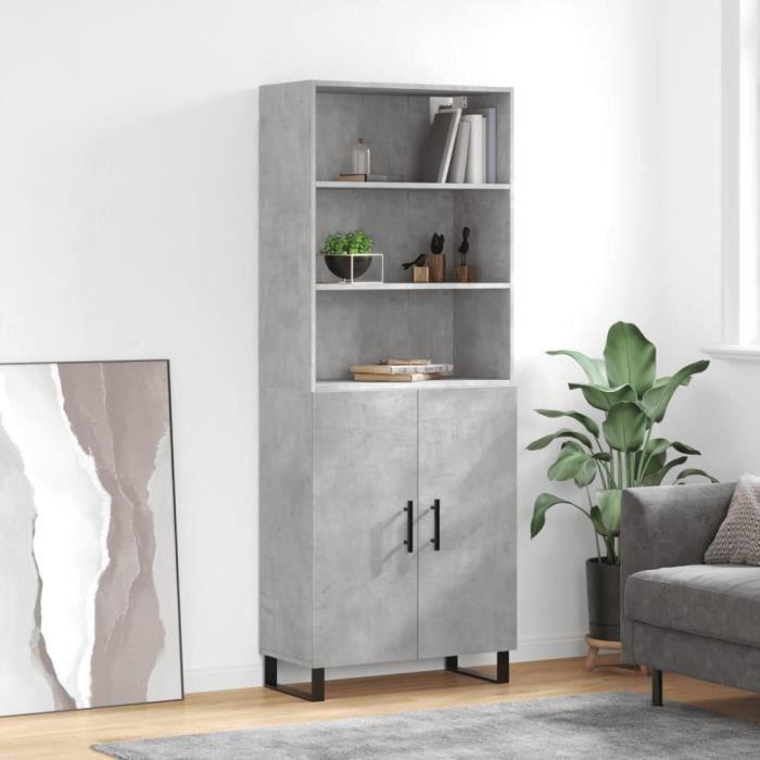 VidaXL Buffet haut Gris béton 69,5x34x180 cm Bois d'ingénierie 3189281