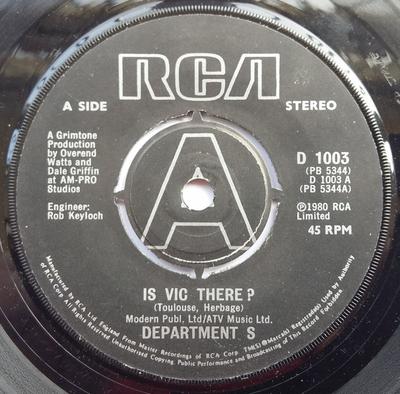 7inch Record DEPARTMENT S - Is Vic There? D1003 RCA 1981 UK Rock Used