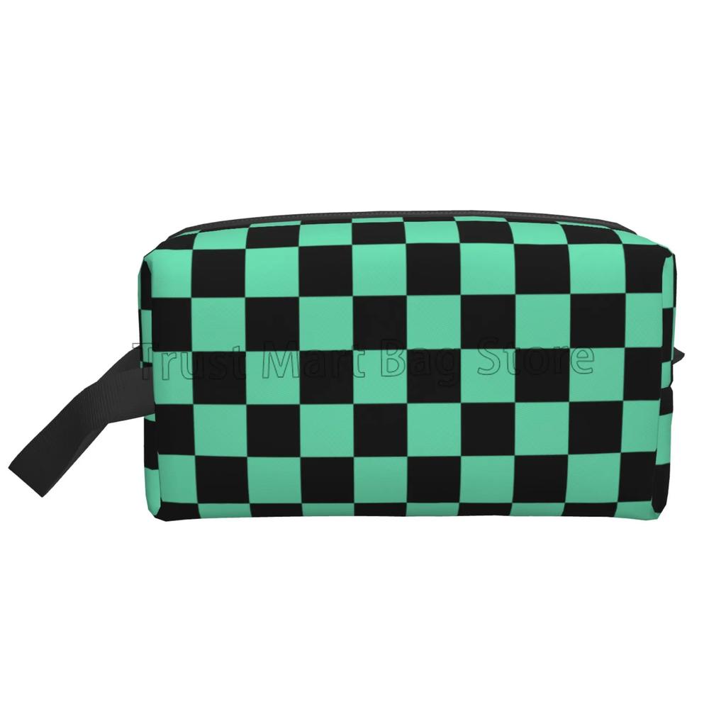 Black and White Checkered Makeup Bag Checkered Cosmetic Bag Zipper Travel Toiletry Bag Makeup Organizer Cosmetic Pouch for Women