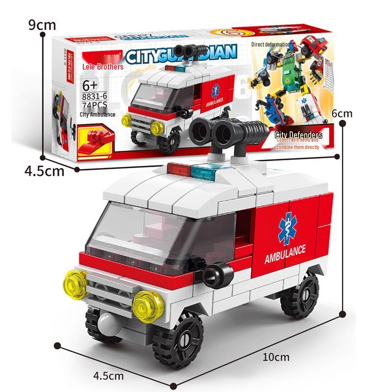 Compatible Engineering Firefighting Robot Car Model - Educational Assembly Toy with Building Blocks