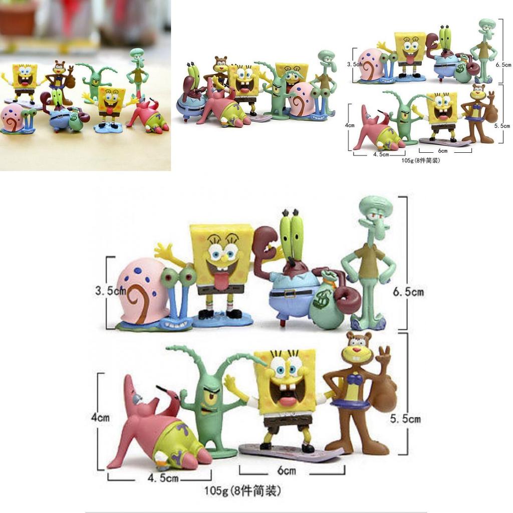 Spongebob Squarepants Patrick Star Squidward Pvc Figure Toy Set For Children 8pcs/lot