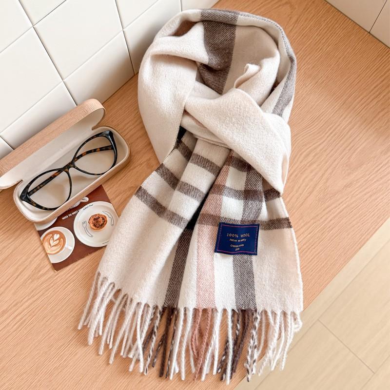 100% Wolle Karierter Schal Herren Damen Paar Warm Kaschmir-Mischung Karriert Winter Halswärmer