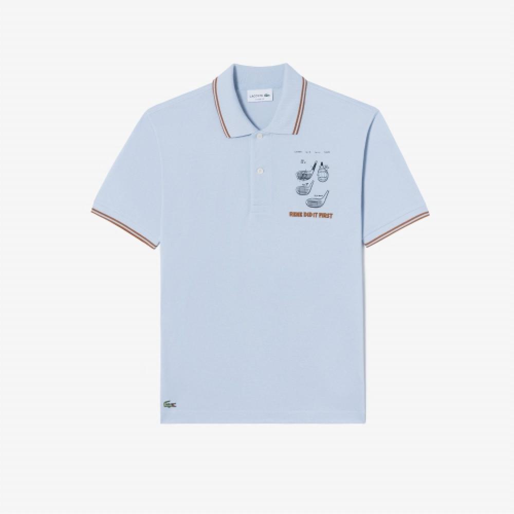 

Мужская рубашка-поло с рисунком LACOSTE RENE DID IT FIRST [голубой]