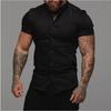 Men's Solid Color Lapel Simple Short Sleeved Shirts